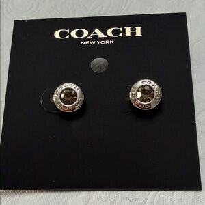 Coach Silver and Black Stud Earrings